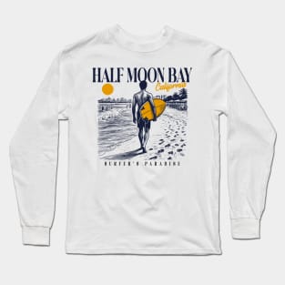 Vintage Surfing Half Moon Bay, California // Retro Surfer Sketch // Surfer's Paradise Long Sleeve T-Shirt